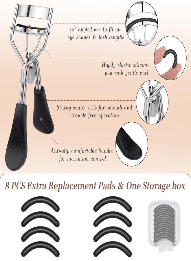docolor Eyelash Curler with Eyelash Comb, Lash Curler with 8 Pcs Silicone Refill Pads Suitable for All Eye Shapes Curl up to one Day Easy to Operate No Pinching or Pulling Eyelash Eye Makeup Tool - Image 2